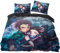 WKxinxuan Demon-Slayer Bettwäsche Demon-Slayer Kissenbezug 135x200, 2pcs Bettwäsche Demon-Slayer Geschenke für Jungen und Mädchen, 100% Baumwolle(135 * 200 Bettwäsche + 80 * 80 Kissenbezug)