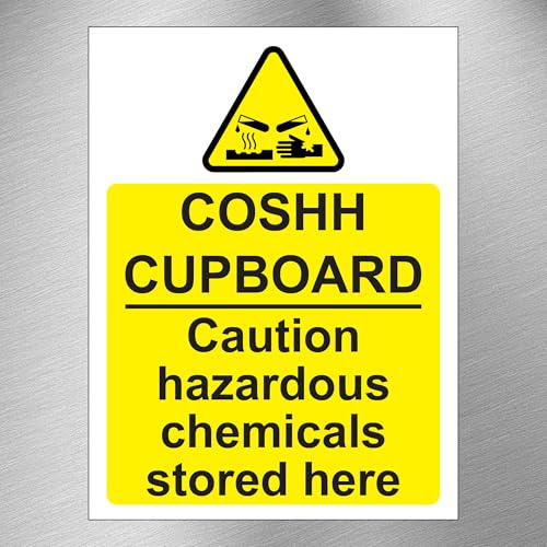 Pack of 8 COSHH Stickers Self Adhesive (150 X 200 MM) COSHH Cupboard Waterproof Signs Sticker