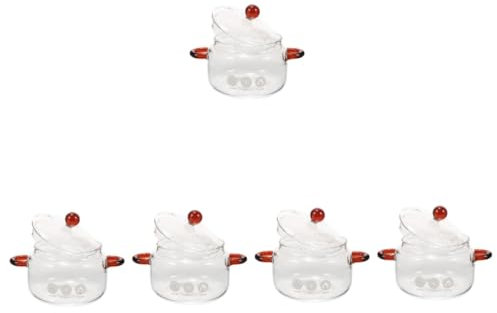 Gatuida 5pcs Induction Cookware Glass Stew Pot Lid Home Kitchen Soup Pot Multi-Functional Stewing