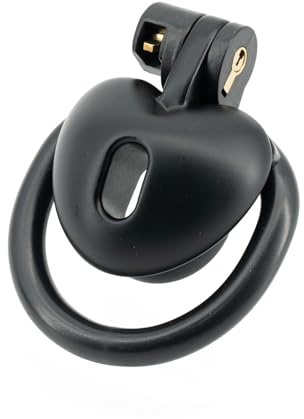 Klein Inverted Flat Chastity Cage Sissy Keuschheitskäfig Herzförmiges Bondage Peniskäfig Set mit 4 Penisringen SM Bondage Fetisch Sexspielzeug (Schwarz, kurze Version)