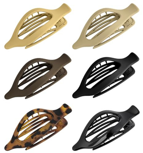 LOPHE Flache Haarklammern Damen, 6 Farben Französische Rutschfeste Haarspangen Starker Halt, Flat Claw Clip Haarspange Flach für Alltag, Sport, Autofahren, Oval Design(C)