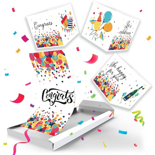 Notta&Belle FEEL LOVE EVERY MINUTE «BOOM!» Explodierende Grußkarte mit 3 Würfeln & Konfetti – Neutrale Überraschungskarte für jeden Anlass, Lustige Geschenkidee zum Feiern