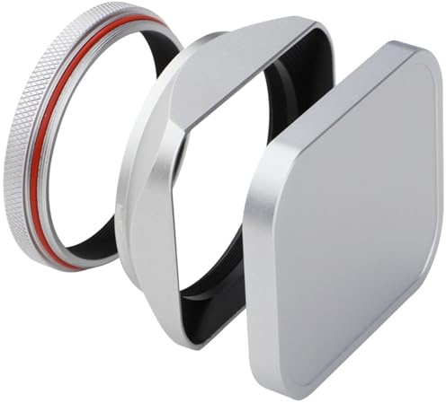 KE88FENG For haoge LH-X200B Square Metal Lens Hood Black With Cap And 49mm Adapter Ring for fuji for fujifilm X100V X100S X100T X100F X70 Camera(LH-X200S-Cap)