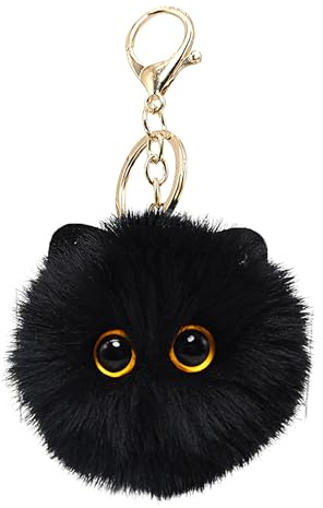 Pendentif porte-clés | porte-clés avec pompon en peluche en forme de chat | accessoires esthétiques pour filles et femmes, compagnon idéal pour voyages, navetteurs et sacs à bandoulière