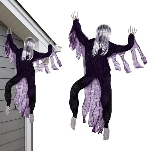 Zombie-Dekoration zum Klettern – großflächig, wetterfest, detaillierte Verarbeitung, authentisches Aussehen | Halloween-Zubehör im Freien für Spukhaus, Jarausstellung