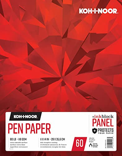 Koh-I-Noor 26170501315 Stiftpapier, 27,9 x 35,6 cm, helles Weiß, glattes Papier mit Tintenblock-Panel, 36,3 kg/118 g/m², 60 Blatt pro Block, je 1 Stück