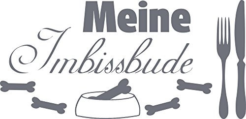 GRAZDesign Wandtattoo Futterplatz Hund Meine Imbissbude Wandaufkleber, Aufkleber Klebefolie, selbstklebend - 62x30cm / 071 grau
