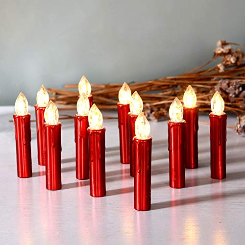 CCLIFE LED Weihnachtskerzen Kabellos RGB Kerzen Dimmbar Bunt Weihnachtsbaumkerzen Christbaumkerzen mit Fernbedienung Timer,Lichtfrabe:RGB