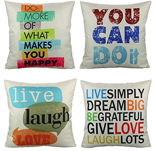 Vakado Kissenbezug, tropischer Flamingo, dekorative Blätter, 45,7 x 45,7 cm, Raumdekoration für Terrasse, Couch, Sofa, Stuhl, Bettwäsche 4 pieces, 18x18 Colorful Words