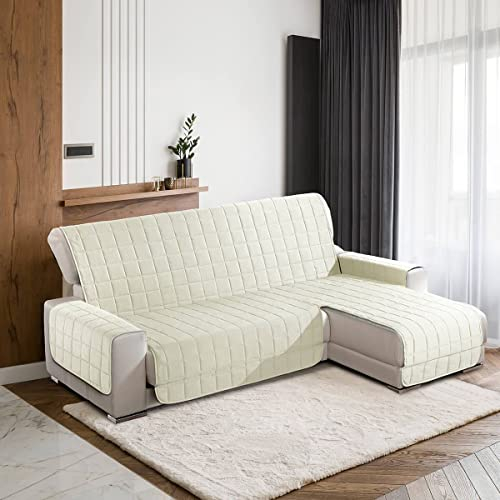 la biancheria di casa - Simplicity plus copridivano penisola ds/sx - Crema, Seduta 240 cm