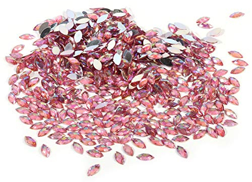 Strasssteine Flache Rückseite Glitzersteine Acryl farbige Schmucksteine zum Aufnähen für DIY Handwerk Dekor 500pcs(Rosa)