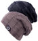Chalier 2er Slouch Beanie Mütze Damen Herren, Warme Winter Strickmütze mit Fleece Innenfutter Unisex Wintermütze - Schwarz+Braun (C Set)- Einheitsgröße