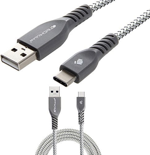 TECHGEAR [1m STRONG Braided USB C Data Sync & Charger Cable Compatible for Amazon Fire HD 8 2022 10th/12th Gen, Fire HD 10/Plus/Kids Pro 2021/2019 11th/9th Gen, Max 11, Fire 7 12th Gen tablet -Silver