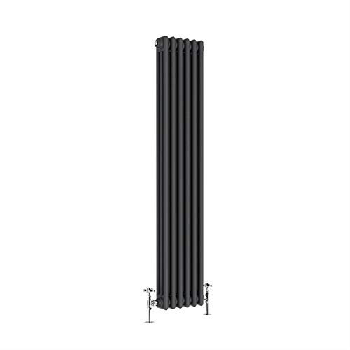 Warmehaus - Traditional Cast Iron Style Anthracite Triple Column Vertical Radiator 1500 x 290mm - Perfect for Bathrooms, Kitchen, Living Room