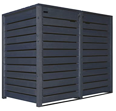 Mülltonnenbox Mülltonnenverkleidung Holz 120 L - 240 L anthrazit inkl. Rückwand vorimprägniert vormontiert Müllcontainer Mülltonnenschrank Mülltonne Hamburg (für 2 Tonnen)