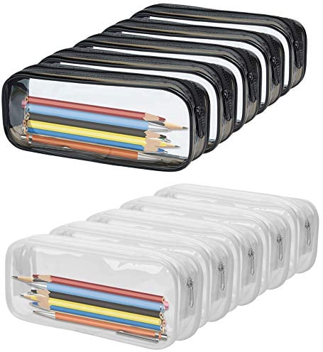WUWEOT 10 Stück transparentes Federmäppchen mit Reißverschluss, große Kapazität, PVC-Bleistifttasche, Make-up-Tasche, Reise-Kulturbeutel für Schule, Büro, Schreibwaren und Reiseaufbewahrung