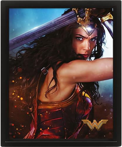 Pyramid International – Cornice lenticolare 3D – Vero Effetto di Movimento e profondità – DC Comics – Wonder Woman – Idea Regalo Compleanno – 25,5 x 20,5 – Licenza Ufficiale