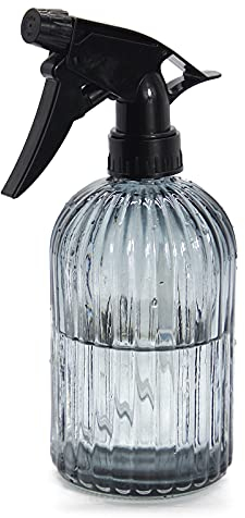 OFFIDIX Glas-Sprühflasche, Feinnebel-Sprühflasche Hand-Druckanlage Mister mit Top-Pumpe, 0,4L-Sprühflasche mit Verstellbarer Düse für Gartenarbeit im Innen- und Außenbereich oder Hausreinigung (Grau)