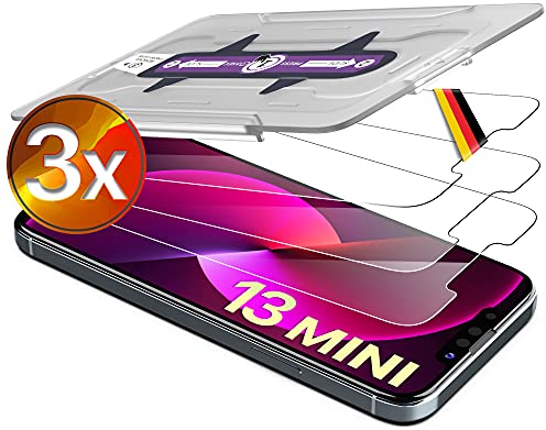 UTECTION 3X Schutzglas Folie für iPhone 13 Mini - Kinderleichte Anbringung - Hochwertiger Displayschutz 9H aus Glas - Perfekte Schutzfolie Vorne für Hüllen & Cases - 3 Stück