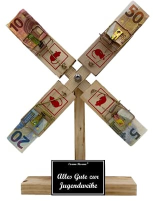 Jugendweihe Geldgeschenk - Eiserne Reserve Windmühle Jugendweihe Geschenke Mädchen Jugendweihe Geschenke für Jungen - Text s/w Alles Gute zur Jugendweihe