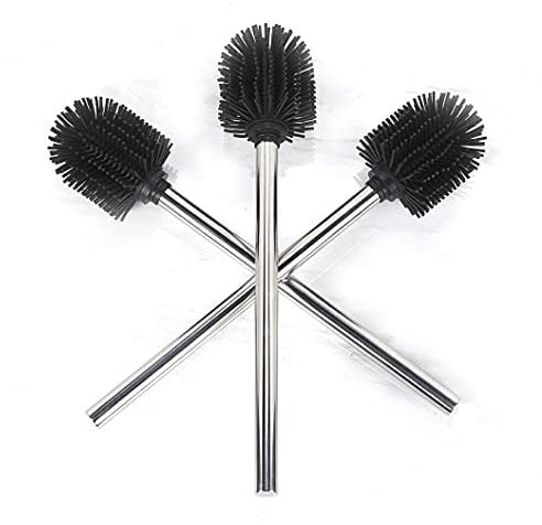 VINN DUNN Toilet Brush Set with Silicone Heads 3PK (ChromeHandle 3pk)