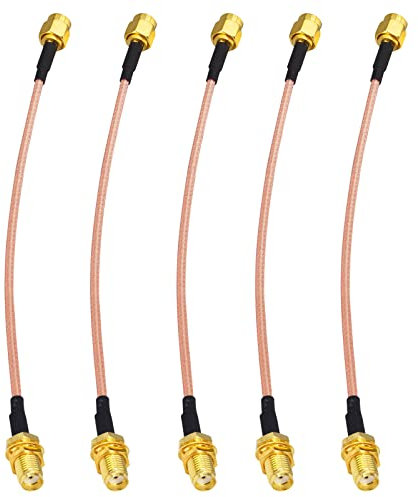 Boobrie 5PCS Cable SMA Macho a Hembra 15CM Cable Coaxial RG316 Cable de Extensión SMA Hembra a SMA Macho para Antena Móvil Antena WiFi Receptor Dongle USB RTL SDR Puerta de Enlace Celular(NO para TV)
