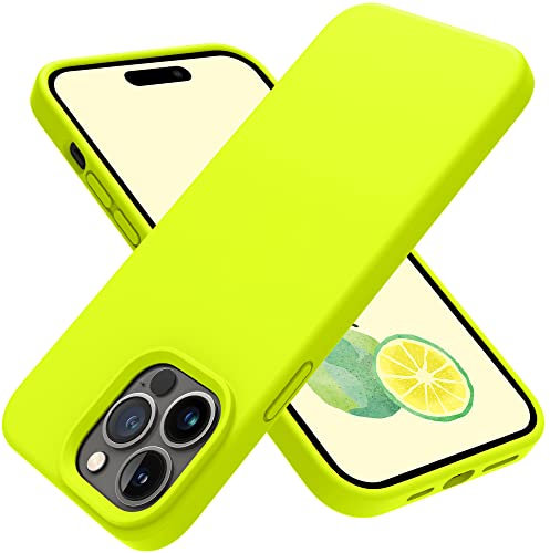 OTOFLY Compatible with iphone 14 Pro Case, Silicone Shockproof Slim Thin Phone Case for iPhone 14 Pro 6.1 inch (Fluorescent Yellow)