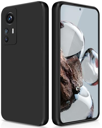 GiiYoon Hülle Kompatibel mit Xiaomi 12T, Hochwertiges Liquid Silicone Case, Rundumschutz Handyhülle, Kratzfestes Weiches Mikrofaserfutter- Schwarz