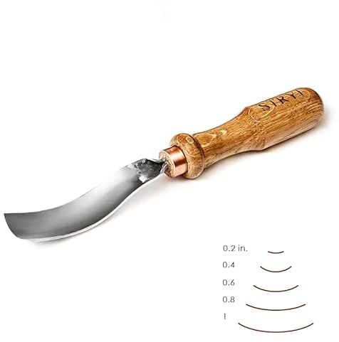 Stryi Wood Carving Gouge #7 Radial Bent, Carbon Steel Radial Gouge, Woodworking Tool for Hard and Soft Woods (Size 1 inch)