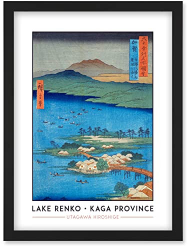 Wee Blue Coo The Eight Wonders of Kanazawa, The Fishing Fires on Lake Renko Kaga Province Utagawa Hiroshige Japanese Woodblock Classic Collection Artwork Framed Wall Art Print A4