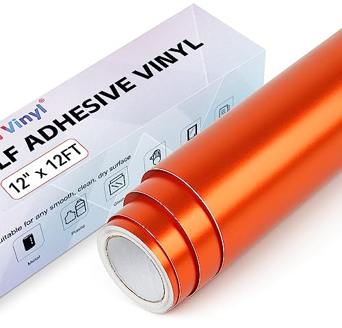 Lya Vinyl Vinylfolie Plotter Metallisch Matt - 30,5 x 366 cm Plotterfolie Vinyl Orange für Cricut, Cameo, Selbstklebendes Vinyl für Tassen, Glas, Geburtstagsfeier