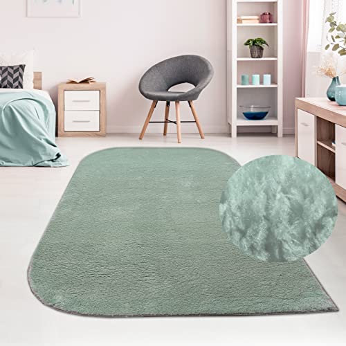 Teppich-Traum Gästezimmer Teppich waschbar – abgerundete Ecken – grün, 140 x 200 cm