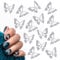 SAVITA 30pcs 3D Butterfly Nail Charms, Alloy with Rhinestones, Silver, Butterfly Shape, Nail Charms
