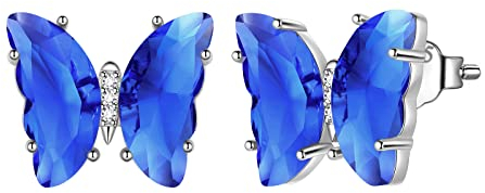 Aurora Tears Blaue Schmetterling Herz Ohrstecker Frauen 925 Sterling Silber Tier Schmetterlinge September Erstellt Saphir Birthstone Schmuck DE0253S