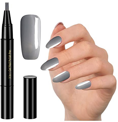 Vipomkowa 19 Colors Nail Polish Pen, 3 in 1 One Step Gel Nail Polish Pen - Need To Use Gel UV LED Nail Lamp for Drying - Nail Polish Pen Brush Drawing Polish Marker Pen Nail Decoration, 1PC