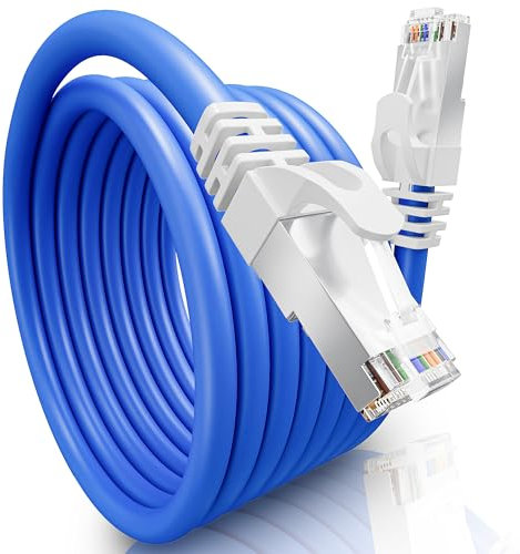 Cavo Ethernet 10 Metri, FTP Schermato Cavo di Rete 10m, RJ45 Alta Velocità Cavo Internet, Connessione Internet Dati Gigabit, Cat 6 lungo Cavo LAN 10m, Large Bande Cavo Patch per Switch Router Modem