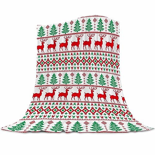 Abaysto Weihnachts-Überwurfdecke, Rentier-Schneeflocken, flauschige Fleece-Decke, warmer Plüsch, flauschig, Flanell-Überwurf, Decke, Herbst, Winter, für Couch, Bett, 130 x 150 cm