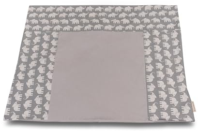 ULLENBOOM ® Wickelauflagenbezug 75x85 cm Graue Elefanten (Made in EU) - abnehmbarer Bezug für Wickelauflage 85x75, Baby Überzug für Wickelunterlage aus Baumwolle, Wickelbezug für Wickeltisch