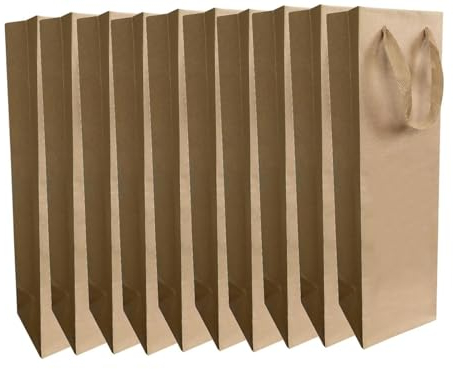 Ludi-Vin Lot de 10 Sacs en papier kraft écru sans fenêtre pour 1 magnum de vin