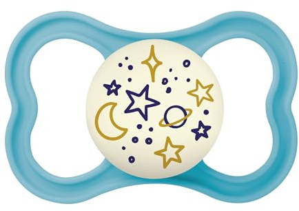 MAM Supreme Night Schnuller, leuchtend, aus Silikon, mit Schnullerhülle, 6 Monate, Blau