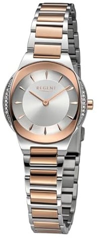 REGENT Damen Armbanduhr Analog Metallarmband Rosegold Silber UR2212540 Analoguhr