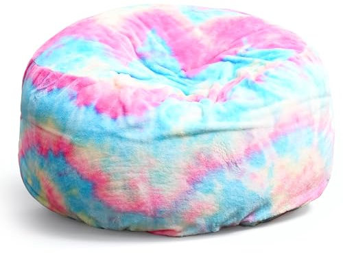 LIVEGO Großer Sitzsack-Stuhl aus Memory-Schaum, Sitzsack für Erwachsene mit Füllung, Sitzsack für Erwachsene und Kinder, ohne Füllstoff (dunkelbunt, 1,4 m), N42-104-1182@CWUKFBM