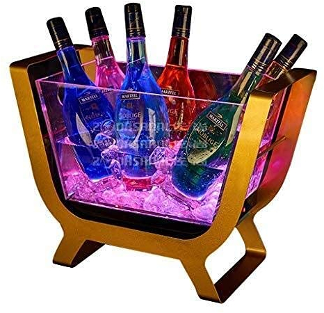 ABNNHK Seau à Glace, Seau à Glace LED changeant de Couleur LED Seau Refroidisseur Couche Barre carrée bière Seau à Glace Champagne vin Boissons Seau à bière pour KTV Party Bar Maison Mari
