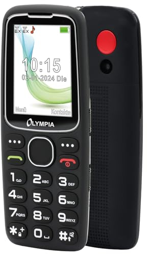 Olympia Star Seniorenhandy | Komfort-Mobiltelefon mit Großtasten | Farb-LC-Display | SOS-Taste | Seniorenhandy ohne Vertrag | Freisprechfunktion | Bluetooth | MicroSD Slot | Taschenlampe | Schwarz