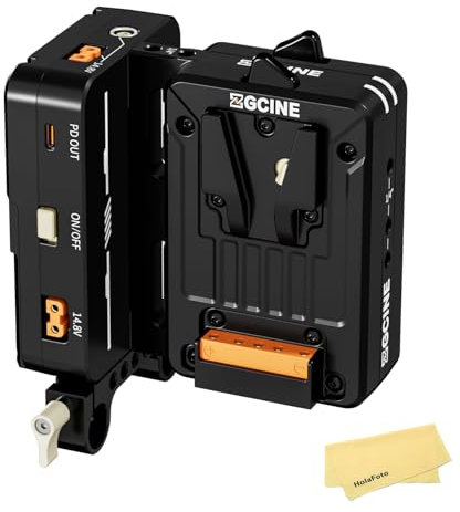 ZGCINE VM-HS2 Hot Swap V Mount Battery Plate with Shark Fin Design Dual Micro V Mount | USB-C PD 100W Output | 4 D-TAP & 2 Circular Ports | Power Supply Splitter for Camera/Camcorder/Rig Accessories