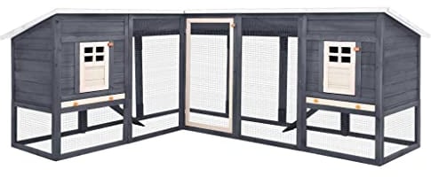 Willood Kaninchenstall mit Freilauf Grau und Weiß Tanne Massivholz Hasenstall Kaninchenkäfig