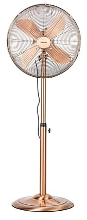 GEEPAS 16” Metal Pedestal Fan | Electric Standing Floor Fan With 3 Speed 4 PC Aluminium Blades | Adjustable Height Tilt Head & Oscillating Function | Powerful Airflow for Home Office Use, Copper 50W