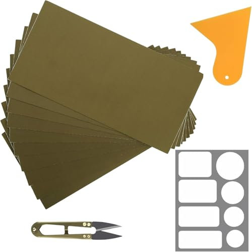 Cylocrya 18 Parches de reparación de Tienda de campaña, Cinta de reparación de campaña, autoadhesiva, Impermeable, Incluye Tijeras en Forma de U y Cuchillo de Masilla (Gris)