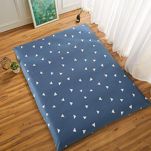 Coprimaterasso da pavimento in cotone giapponese, lavabile in lavatrice, con cerniera, per materasso futon singolo, blu (100 x 200 cm)
