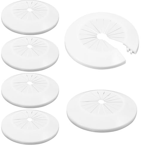 Lot de 6 rosaces pour tuyaux de radiateur, revêtement de tuyau de chauffage, cache-tuyau, rosace pliante, blanc, pour tuyaux de radiateur, revêtement de radiateur